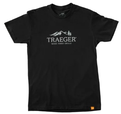 TRAEGER T-Shirt schwarz, Größe L Branded Logo grau